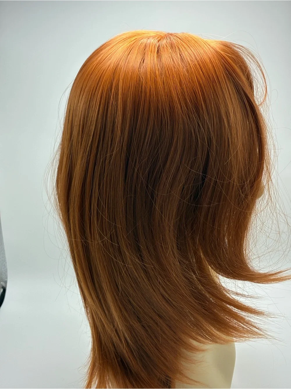 Synthetic Women's Long Layered Wig with Fringe - Copper Red